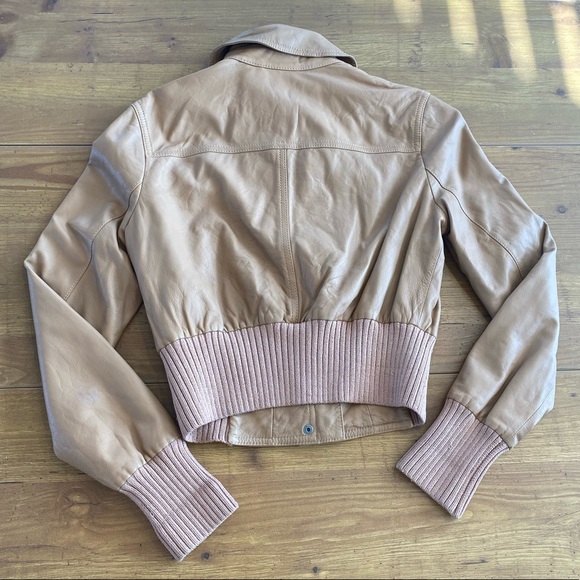 Catherine Malandrino Stunning Lamb Leather Bomber Jacket Coat Camel Tan - Picture 8 of 14